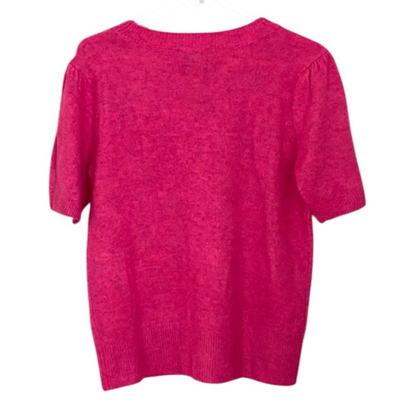 CeCe Soft Pink Short Sleeve Sweater Pearl Embellished Medium - Picture 6 of 7